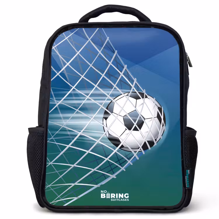 Kinderrugzak met naam - Zwart - Bal in het goal — 1