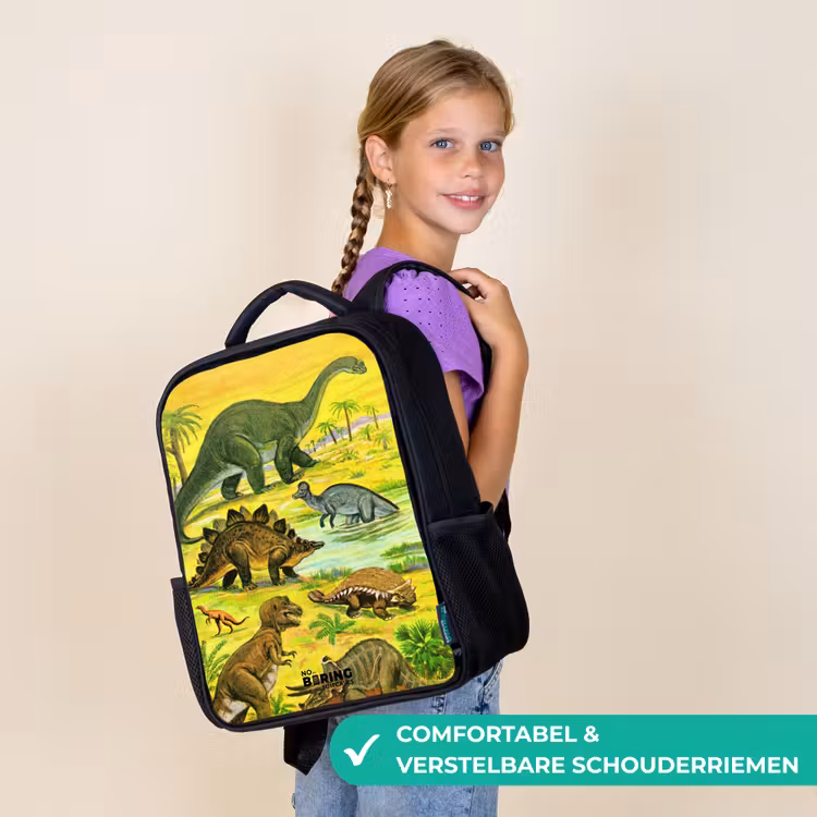 Kinderrugzak met naam - Zwart - Dino's bij het water — 3