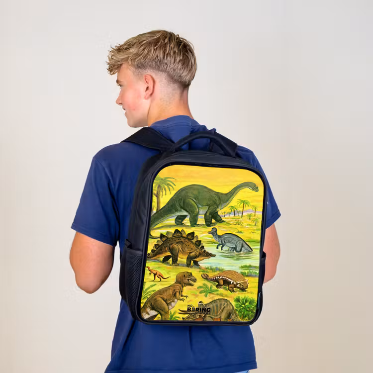 Kinderrugzak met naam - Zwart - Dino's bij het water — 6