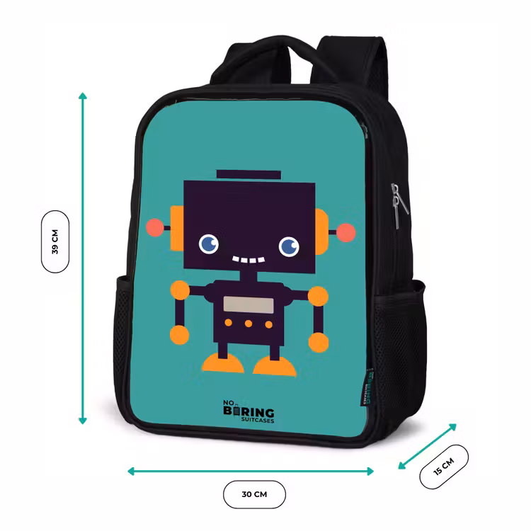 Kinderrugzak met naam - Zwart - Groene robot — 5