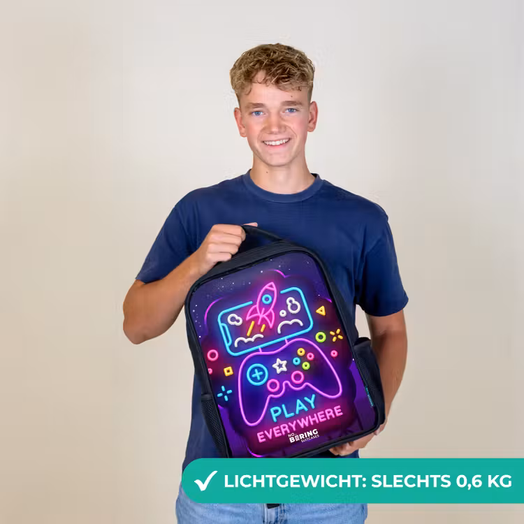 Kinderrugzak met naam - Zwart - Neonbord met controller — 2