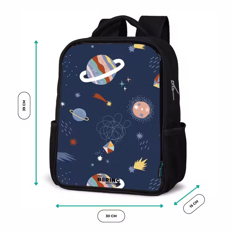 Kinderrugzak met naam - Zwart - Planeten in de hemel — 5