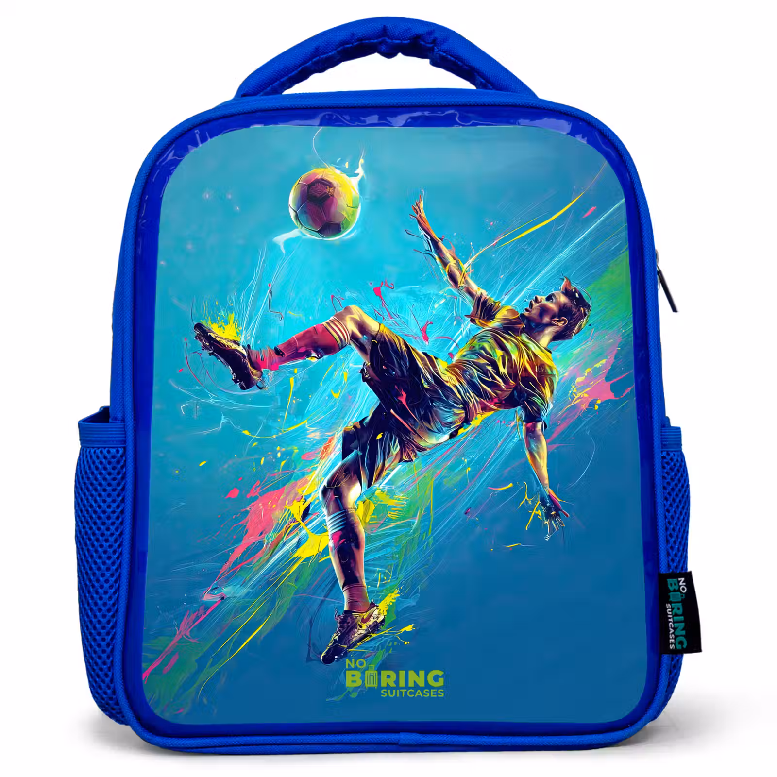 Kinderrugzak - Blauw - Neon - Voetbal - Schop - Kleurrijk — 1