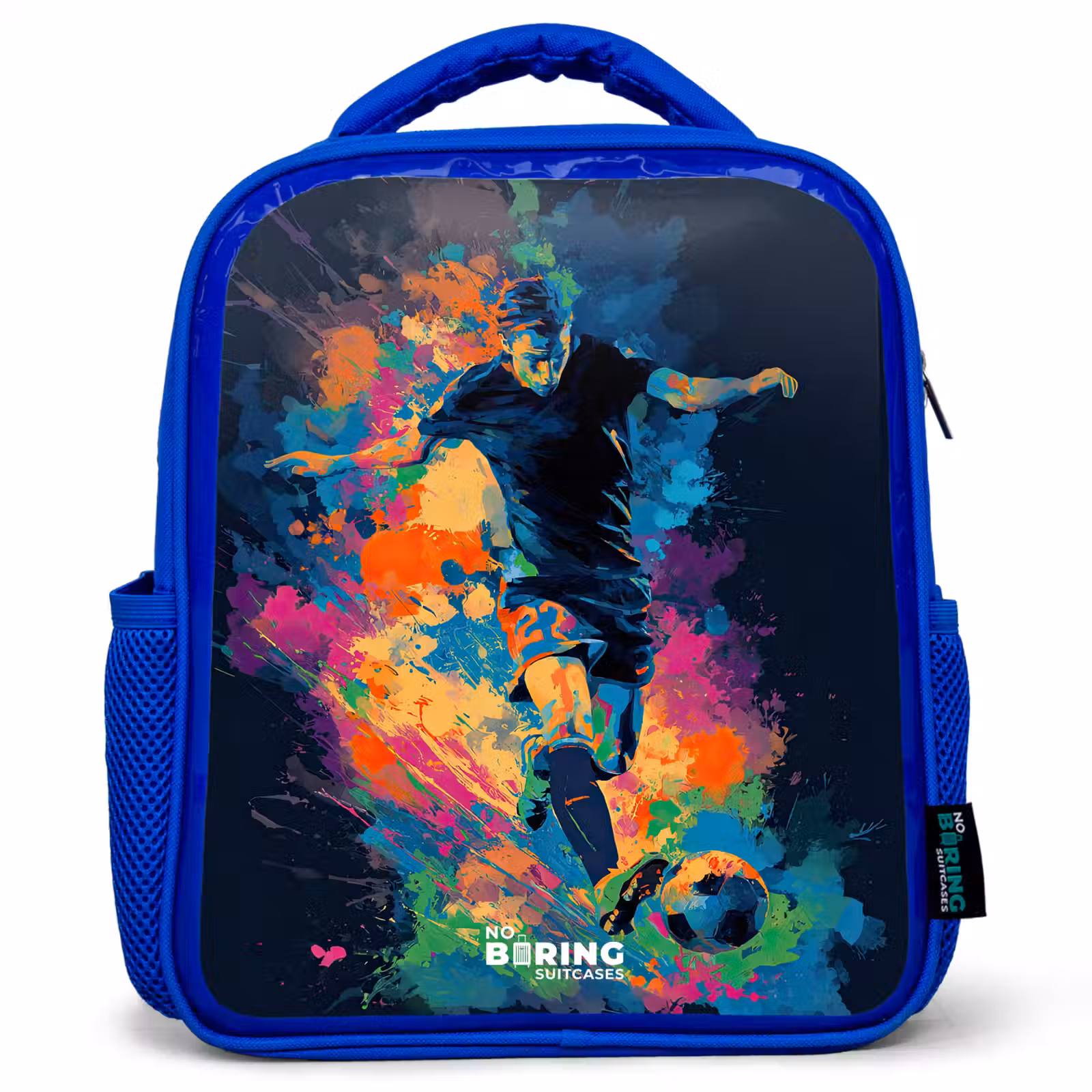 Kinderrugzak - Blauw - Neon - Voetballer - Kleurrijk — 1