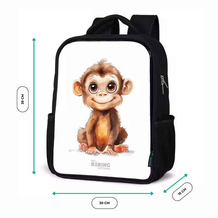 Kinderrugzak met naam - Zwart - Baby aap — 5