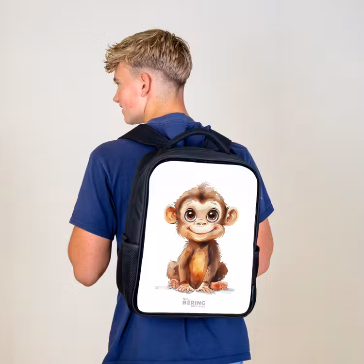 Kinderrugzak met naam - Zwart - Baby aap — 6
