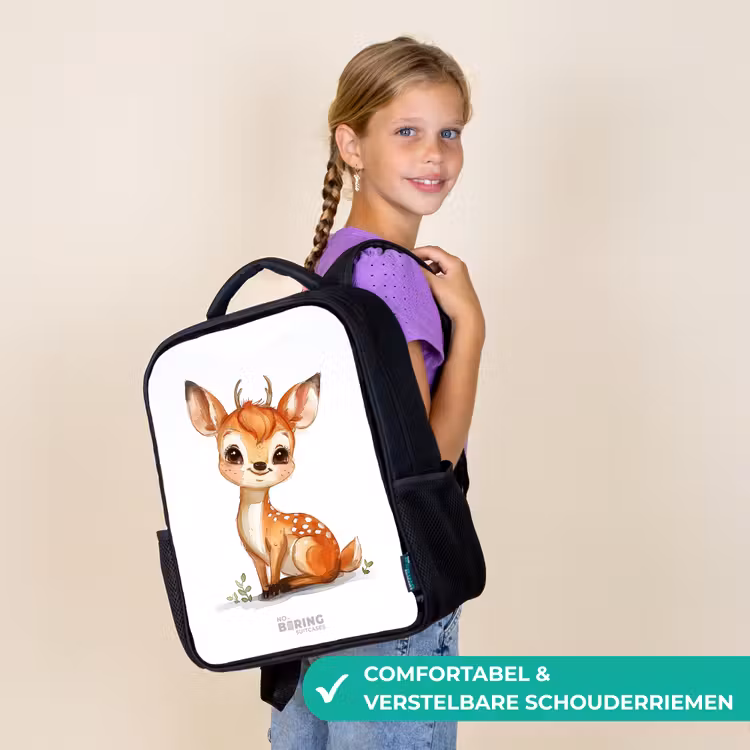 Kinderrugzak met naam - Zwart - Baby hert — 3