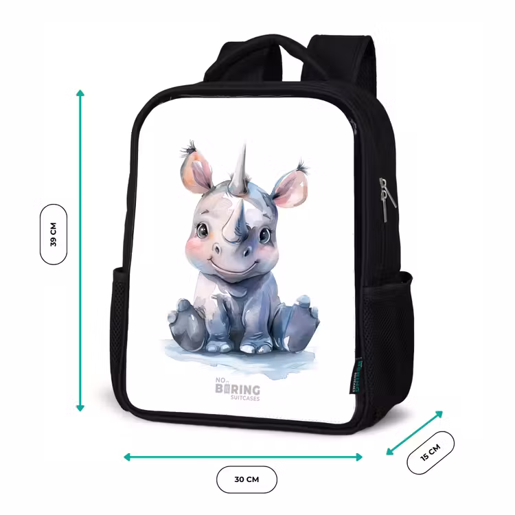 Kinderrugzak met naam - Zwart - Baby neushoorn — 5