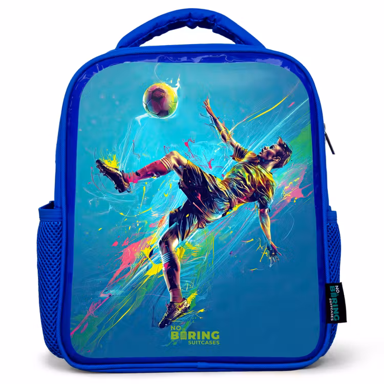Kinderrugzak - Blauw - Neon - Voetbal - Schop - Kleurrijk — 1