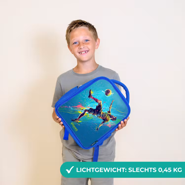 Kinderrugzak - Blauw - Neon - Voetbal - Schop - Kleurrijk — 2