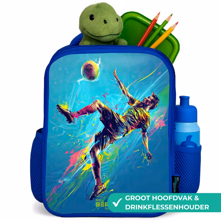 Kinderrugzak - Blauw - Neon - Voetbal - Schop - Kleurrijk — 6