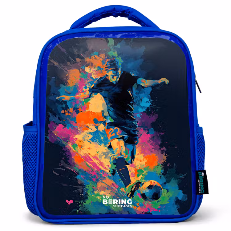 Kinderrugzak - Blauw - Neon - Voetballer - Kleurrijk — 1
