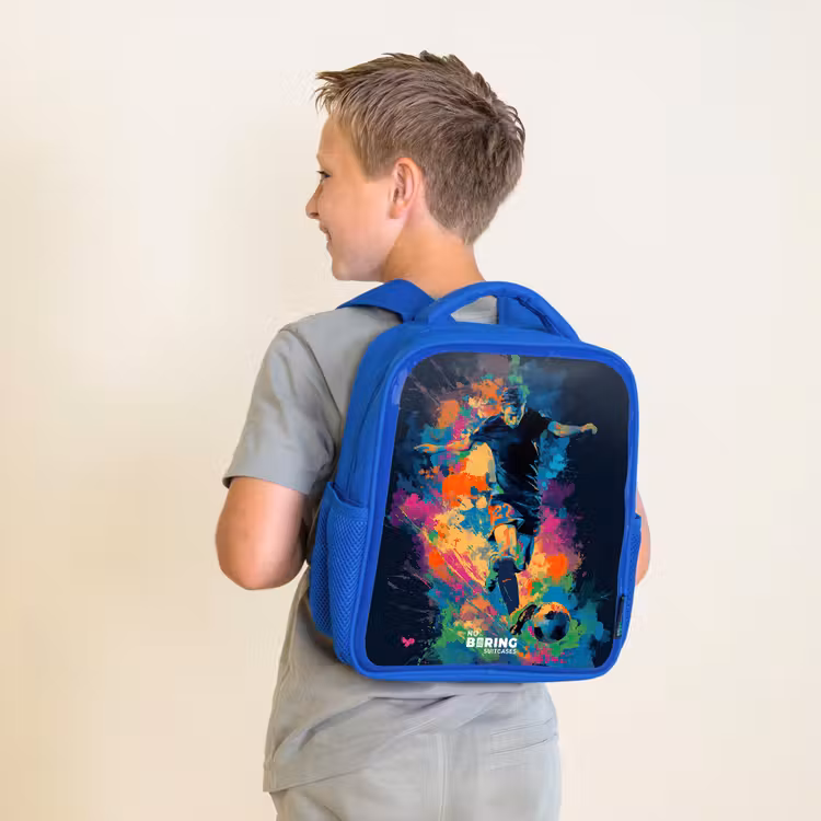 Kinderrugzak - Blauw - Neon - Voetballer - Kleurrijk — 3