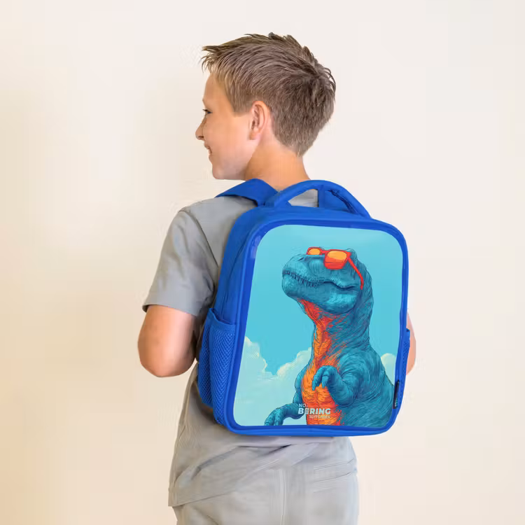 Kinderrugzak - Blauw - Dino met zonnebril — 3