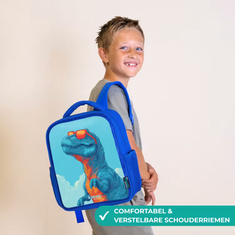 Kinderrugzak - Blauw - Dino met zonnebril — 4