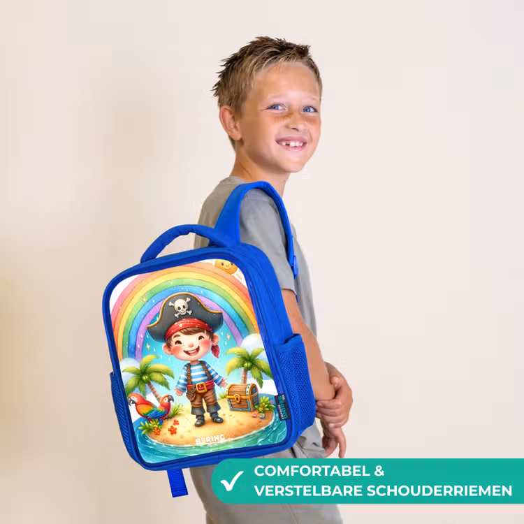 Kinderrugzak - Blauw - Piraat op een eiland met een schat — 4