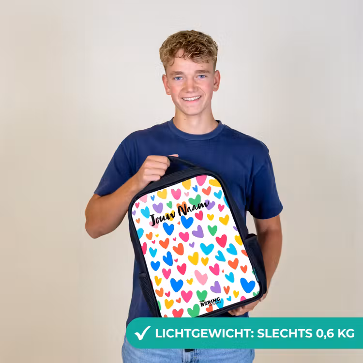 Kinderrugzak - Zwart - Gekleurde hartjes β 2