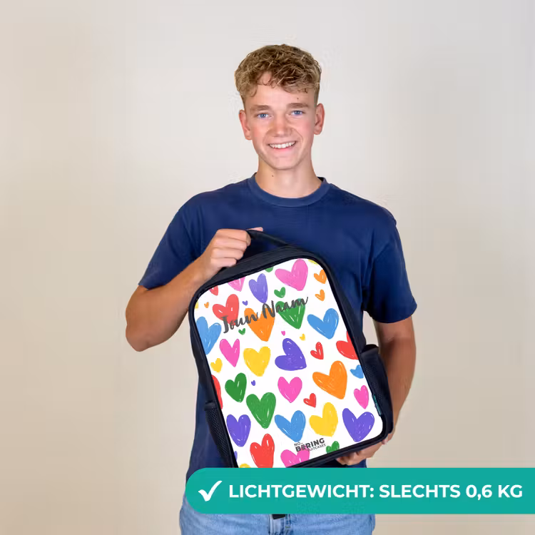 Kinderrugzak - Zwart - Gekleurde hartjes β 2