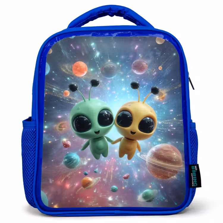 Kinderrugzak - Blauw - Ruimtevriendjes zwevend tussen de planeten — 1