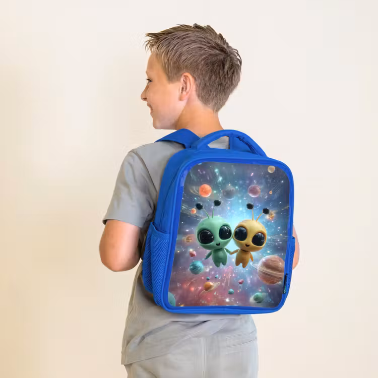 Kinderrugzak - Blauw - Ruimtevriendjes zwevend tussen de planeten — 3