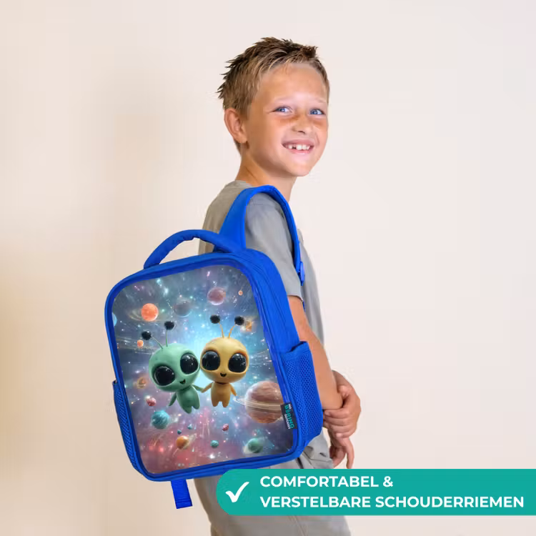 Kinderrugzak - Blauw - Ruimtevriendjes zwevend tussen de planeten — 4