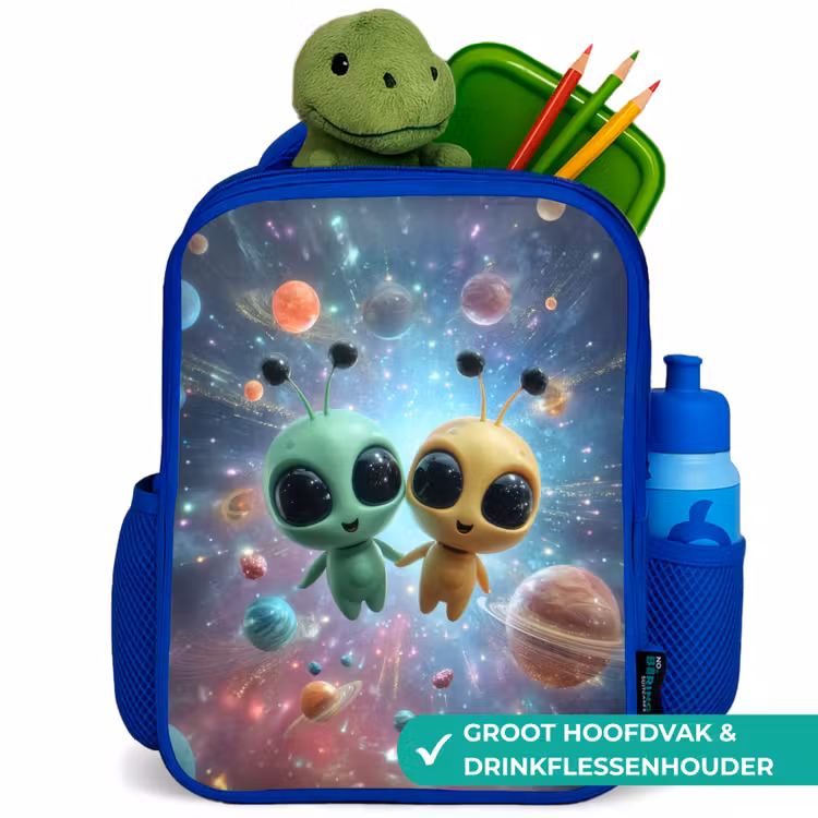 Kinderrugzak - Blauw - Ruimtevriendjes zwevend tussen de planeten — 6