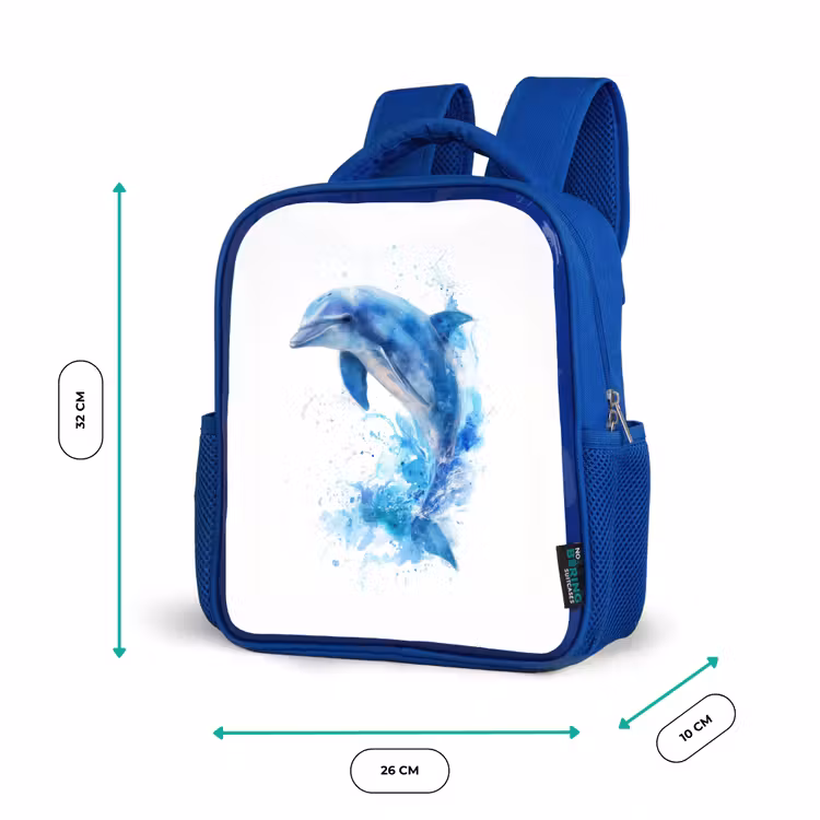 Kinderrugzak - Blauw - Springende dolfijn in aquarelspetters — 5