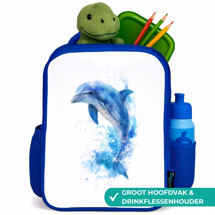 Kinderrugzak - Blauw - Springende dolfijn in aquarelspetters — 6