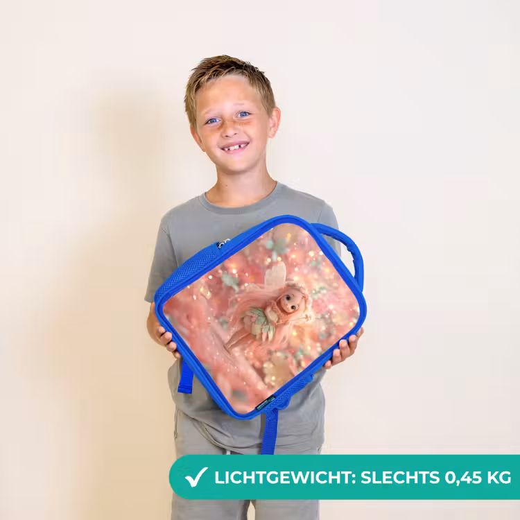 Kinderrugzak - Blauw - Bloemenfee met roze haar in fonkelende bloementuin — 2