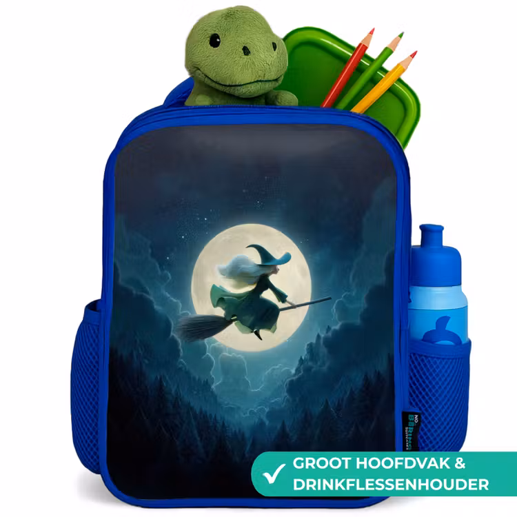 Kinderrugzak - Blauw - Vliegende heks voor volle maan boven donker woud — 6
