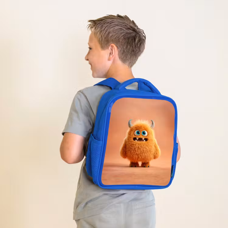 Kinderrugzak - Blauw - Knuffelmonster in herfstkleur — 3