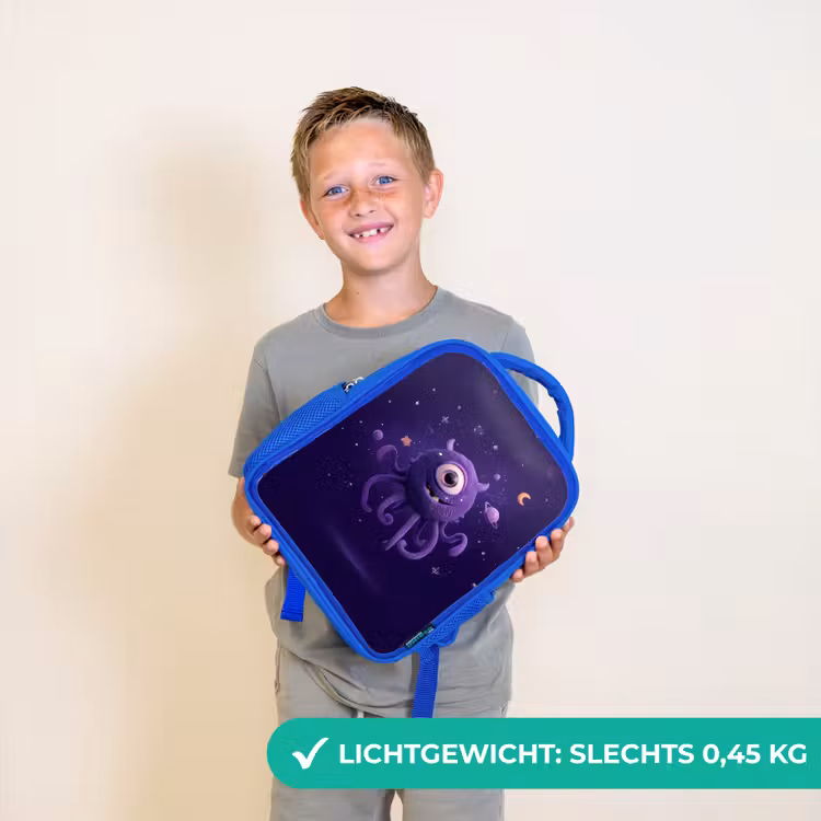 Kinderrugzak - Blauw - Vriendelijk éénogig ruimtewezen in paars — 2