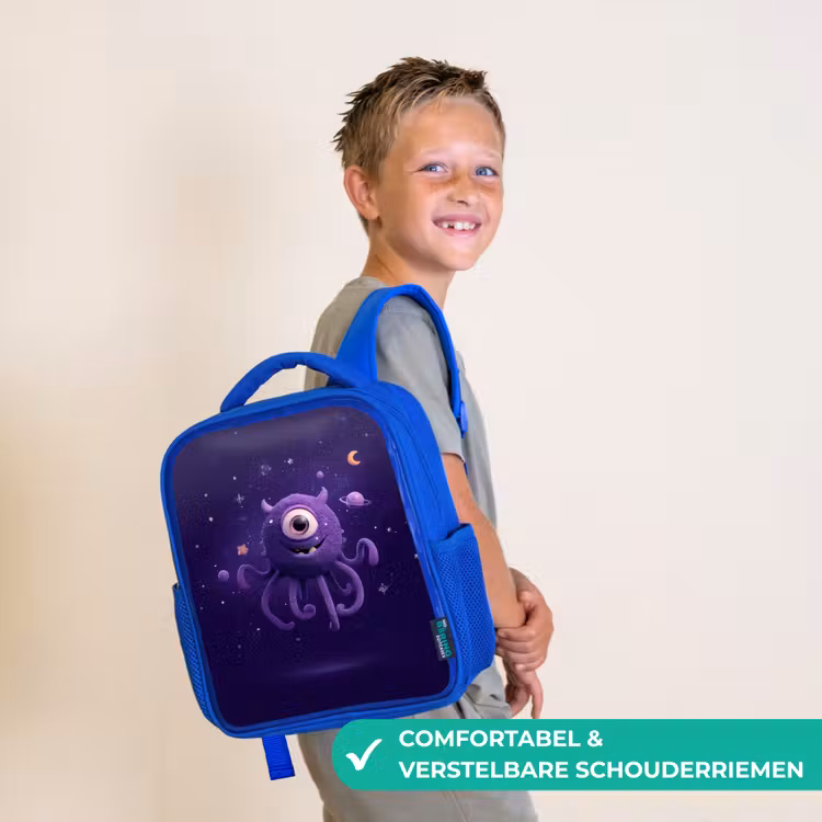 Kinderrugzak - Blauw - Vriendelijk éénogig ruimtewezen in paars — 4
