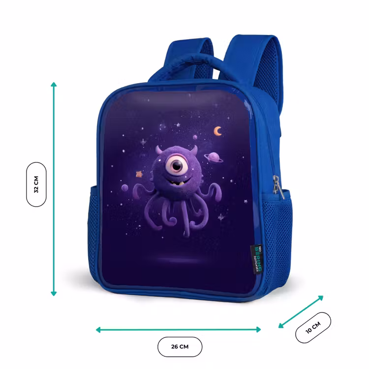 Kinderrugzak - Blauw - Vriendelijk éénogig ruimtewezen in paars — 5