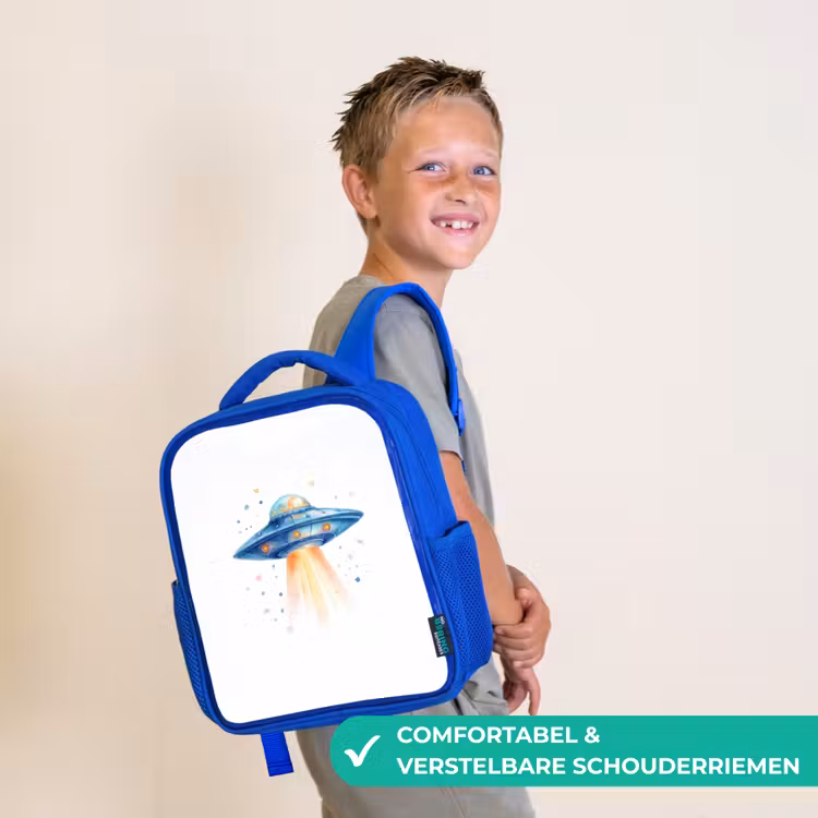 Kinderrugzak - Blauw - Ruimtetuig met lichtstraal in aquarelstijl — 4