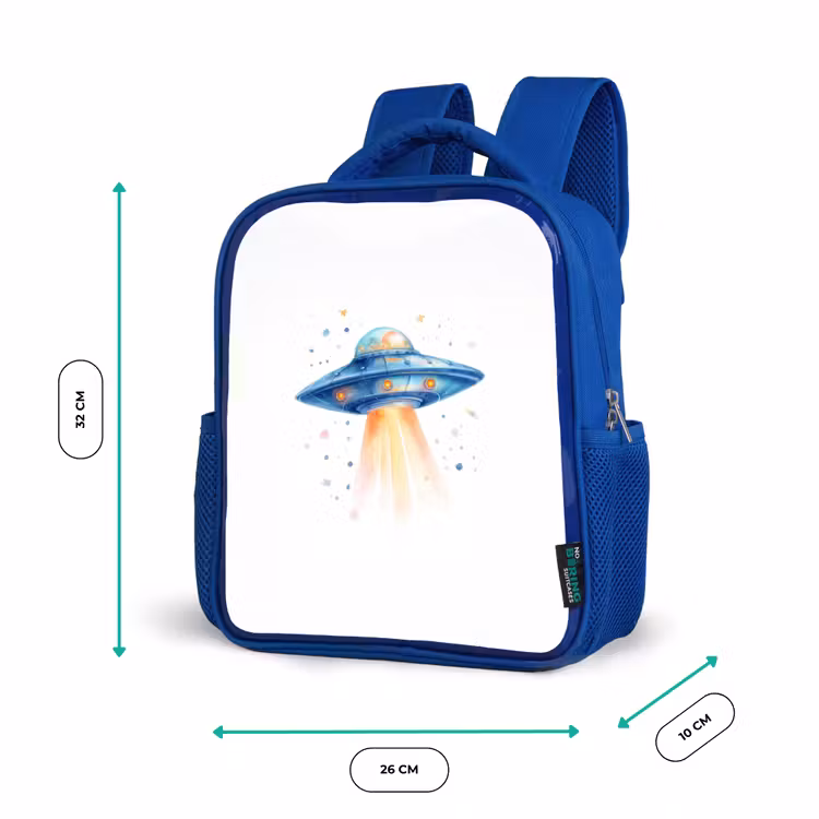 Kinderrugzak - Blauw - Ruimtetuig met lichtstraal in aquarelstijl — 5