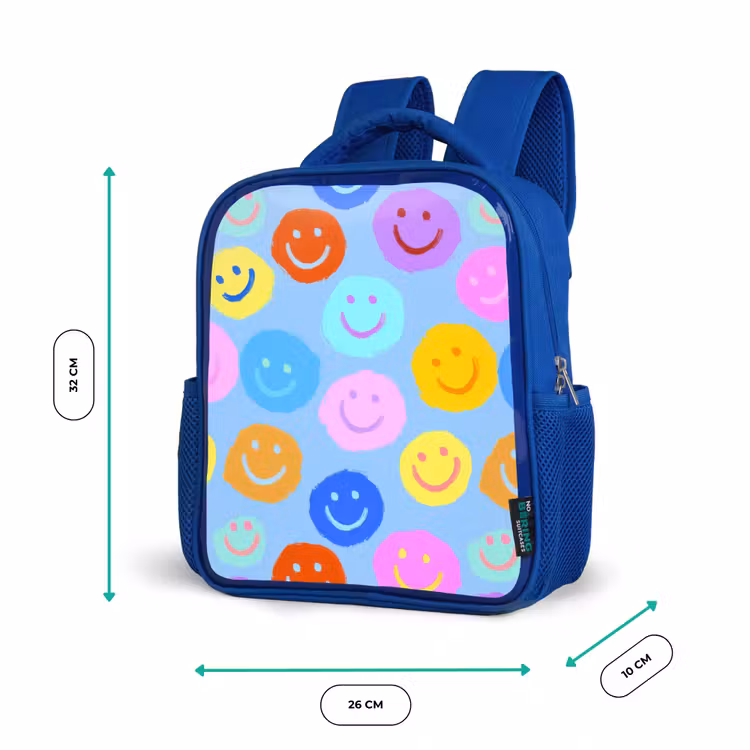 Kinderrugzak - Blauw - Verfachtige smileycollage op lichtblauw — 5