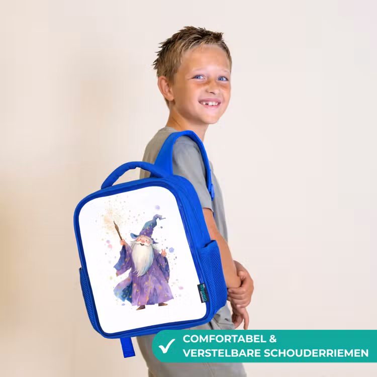 Kinderrugzak - Blauw - Lachende tovenaar met fonkelende staf — 4