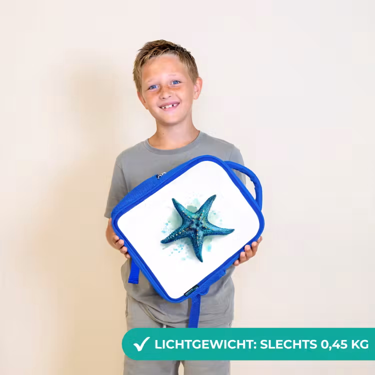 Kinderrugzak - Blauw - Zeesterrenpracht op wit doek — 2