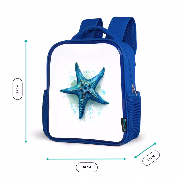 Kinderrugzak - Blauw - Zeesterrenpracht op wit doek — 5