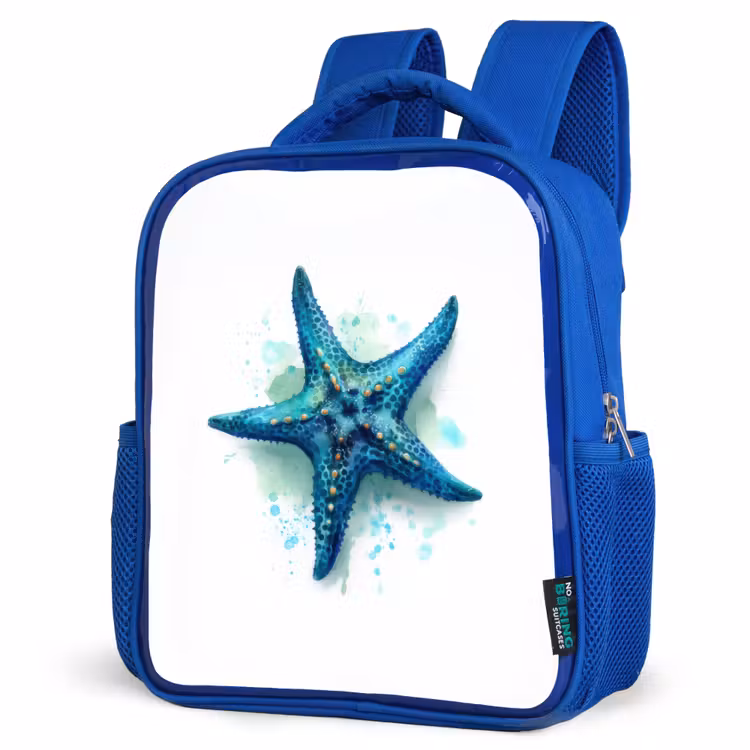 Kinderrugzak - Blauw - Zeesterrenpracht op wit doek — 7