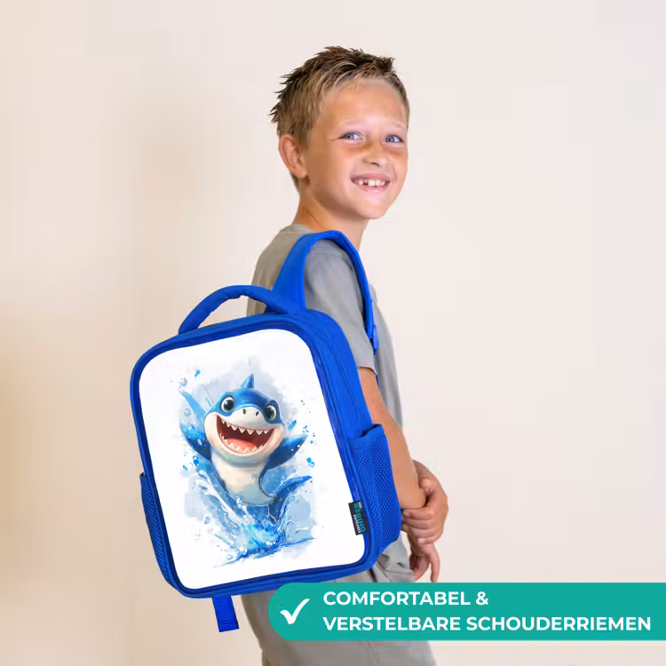 Kinderrugzak - Blauw - Springende haai vol enthousiasme — 4