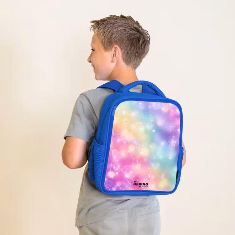 Kinderrugzak - Blauw - Licht - Regenboog - Hartjes — 3