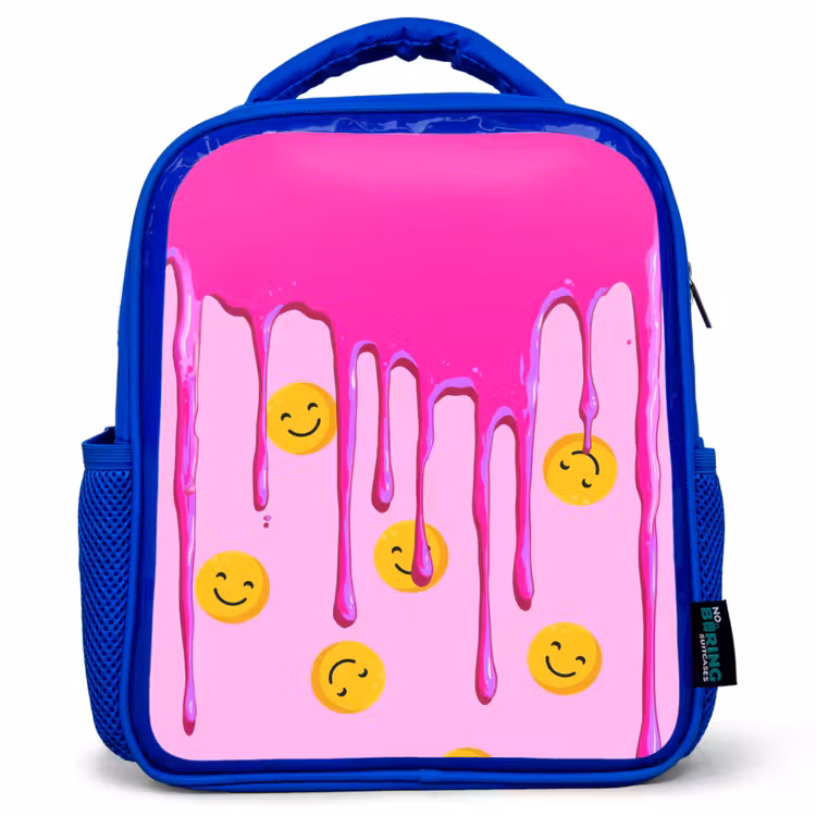 Kinderrugzak - Blauw - Smileyregen onder roze glazuur — 1