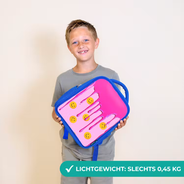 Kinderrugzak - Blauw - Smileyregen onder roze glazuur — 2