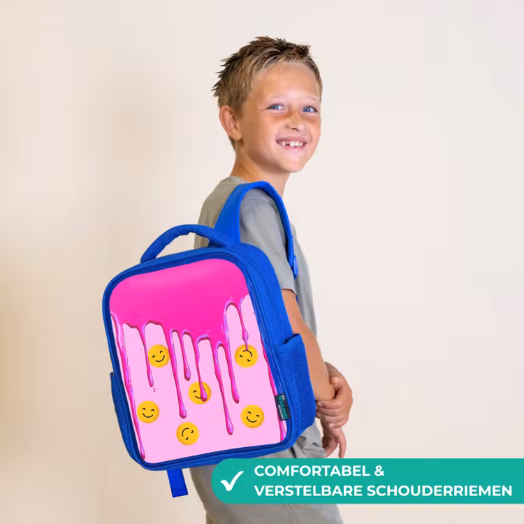Kinderrugzak - Blauw - Smileyregen onder roze glazuur — 4
