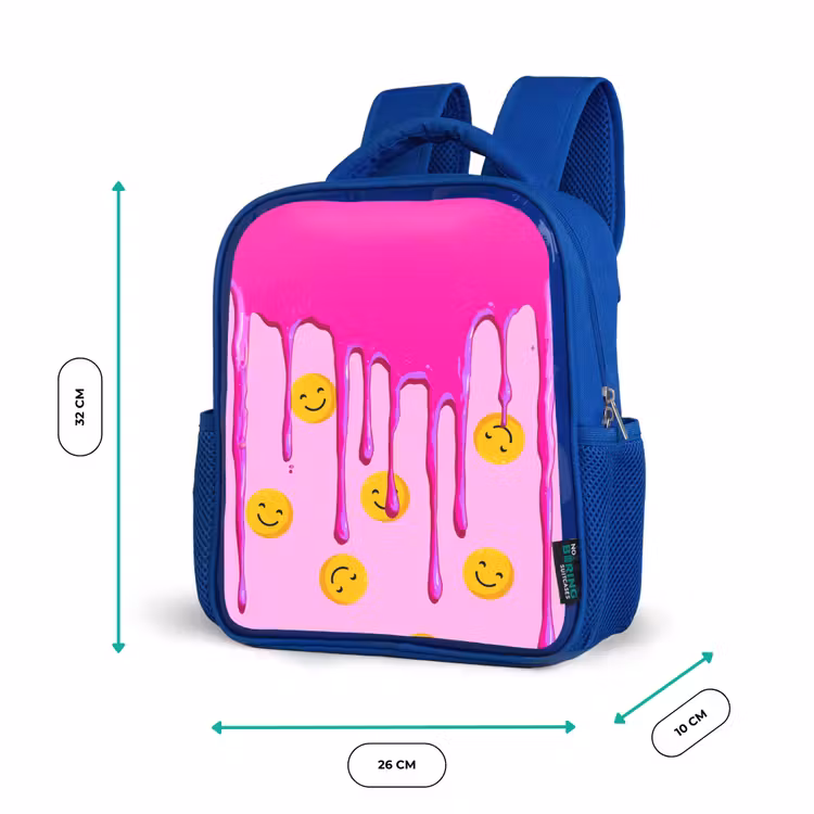 Kinderrugzak - Blauw - Smileyregen onder roze glazuur — 5