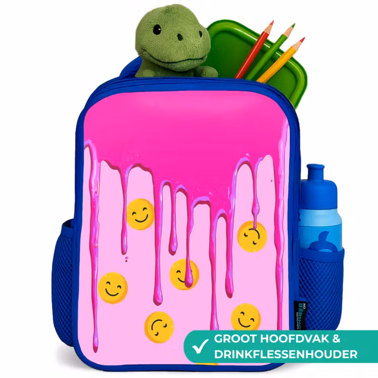 Kinderrugzak - Blauw - Smileyregen onder roze glazuur — 6