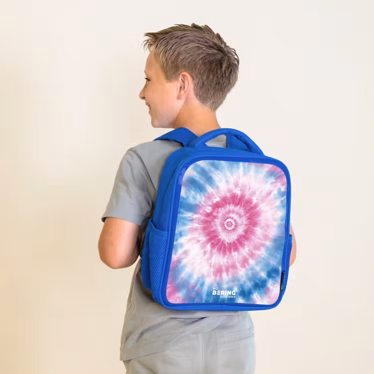 Kinderrugzak - Blauw - Tie dye - Abstract - Blauw - Roze — 3