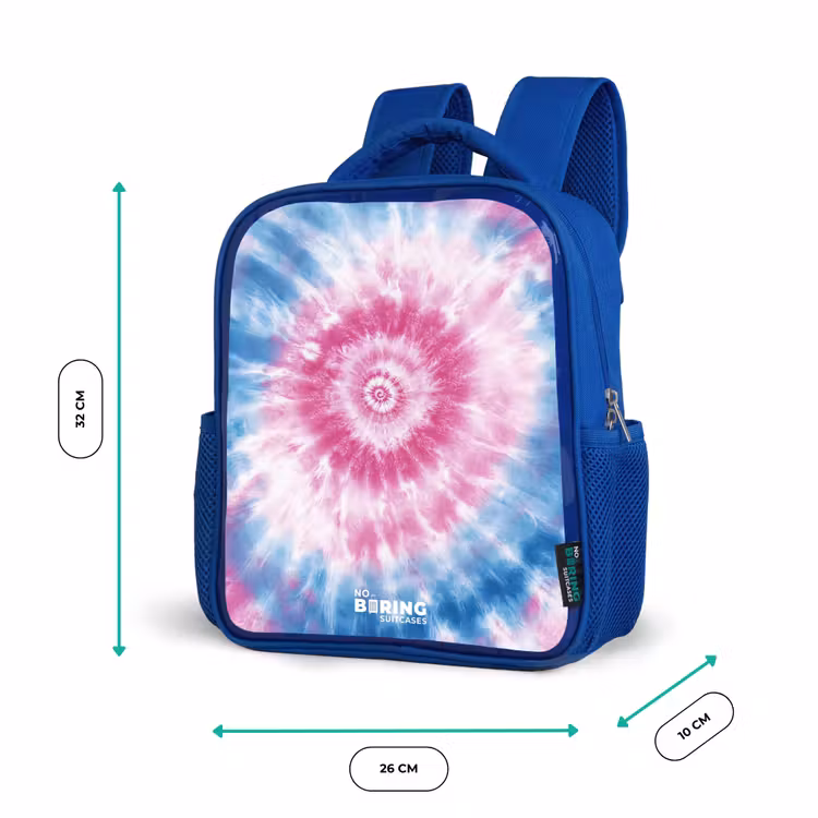 Kinderrugzak - Blauw - Tie dye - Abstract - Blauw - Roze — 5